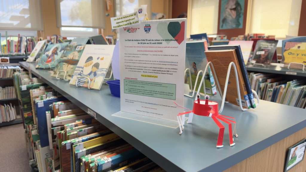 Table avec sélection de livres pour enfants.