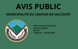 Avis Public du Canton de Valcourt