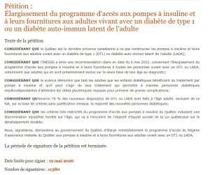 pétition diabète