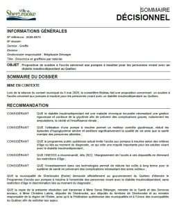 résolution diabète - Ville de Sherbrooke (mai 2026)